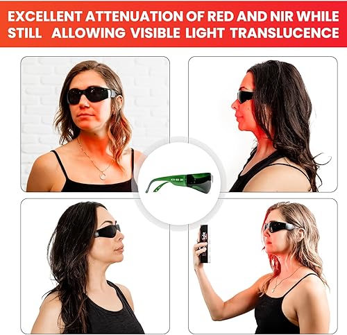 Miniatura 5 de Mito Red Light - Gafas de luz roja - Protección ocular para terapia de luz roja LED (600nm-900nm) - Gafas de terapia de luz roja