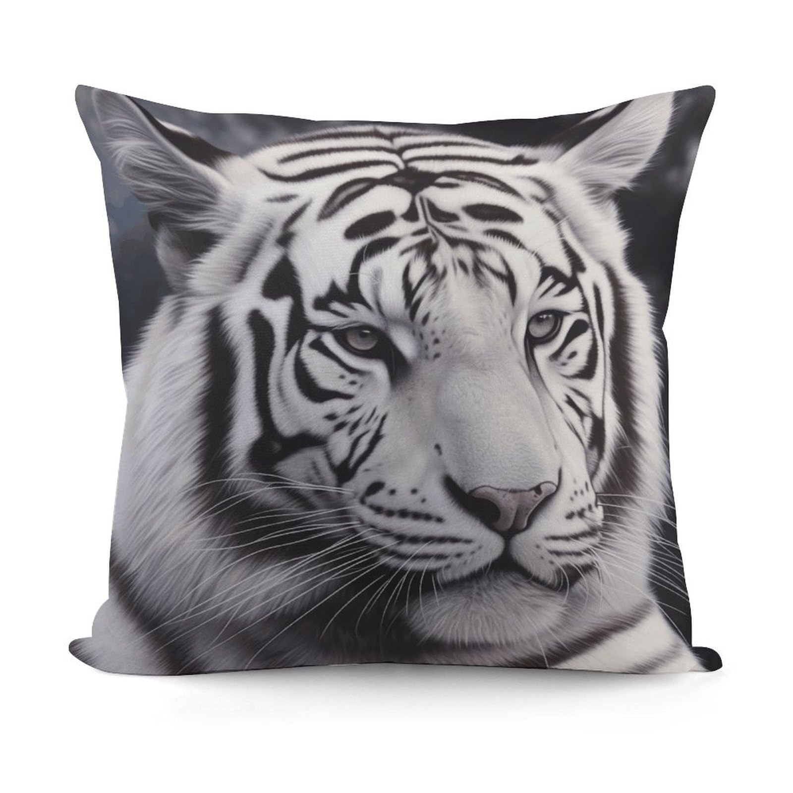 VstaDank Decorative White Tiger Throw Pillow Covers Luxury Soft Pillowcases Fluffy Plush Accent Pillow Cases Personalized Square Lumbar Pillows Shells for All Seasons 18" X 18"