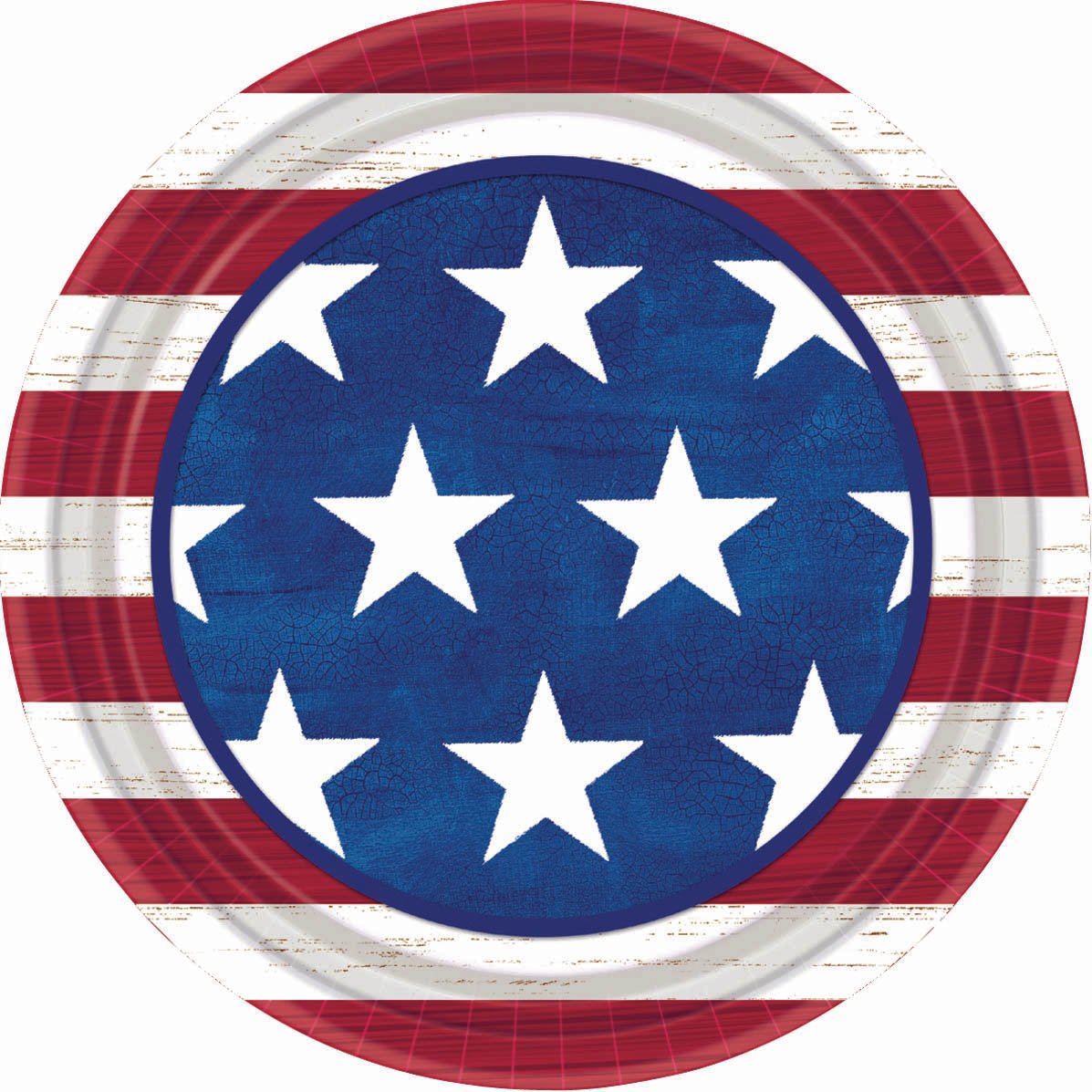 ShindigzAmericana Red White & Blue Stars And Stripes Paper Lunch Plates (9 Inch Diameter)