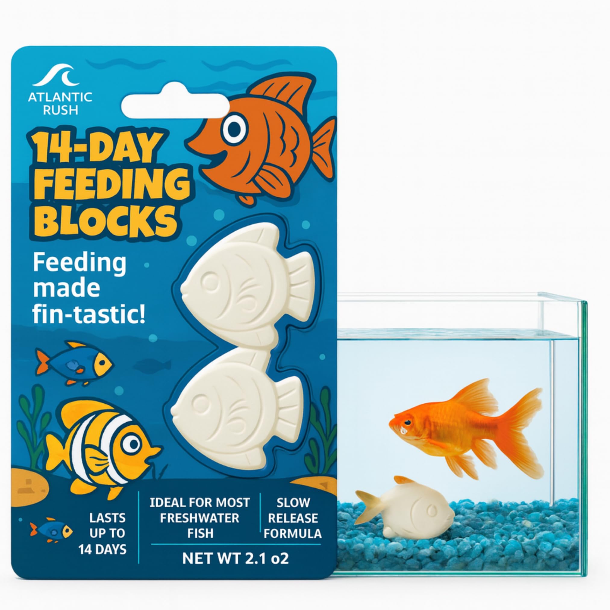 Vacation Feeder for Aquarium - 14 Day Feeder Block - Slow Release Fish Food for Betta Goldfish Tropical