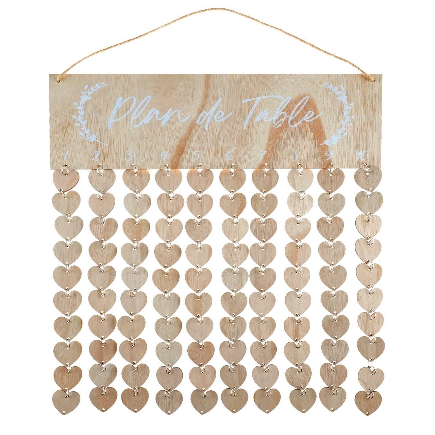 Santex 8842-26, Plan de Table Mariage Naturel en Bois et Corde 45x48cm