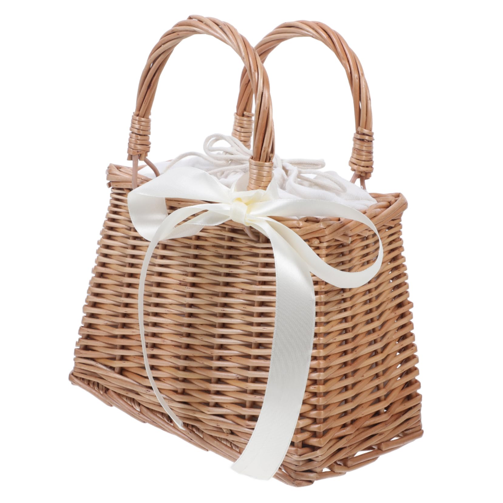 SOLUSTRE Blumenkorb und Henkel Kleiner mit Rattan Quadratischer aus Handgewebt Dekorativer Geschenkkorb Hochzeit Baumwollstoff für Heimdekoration