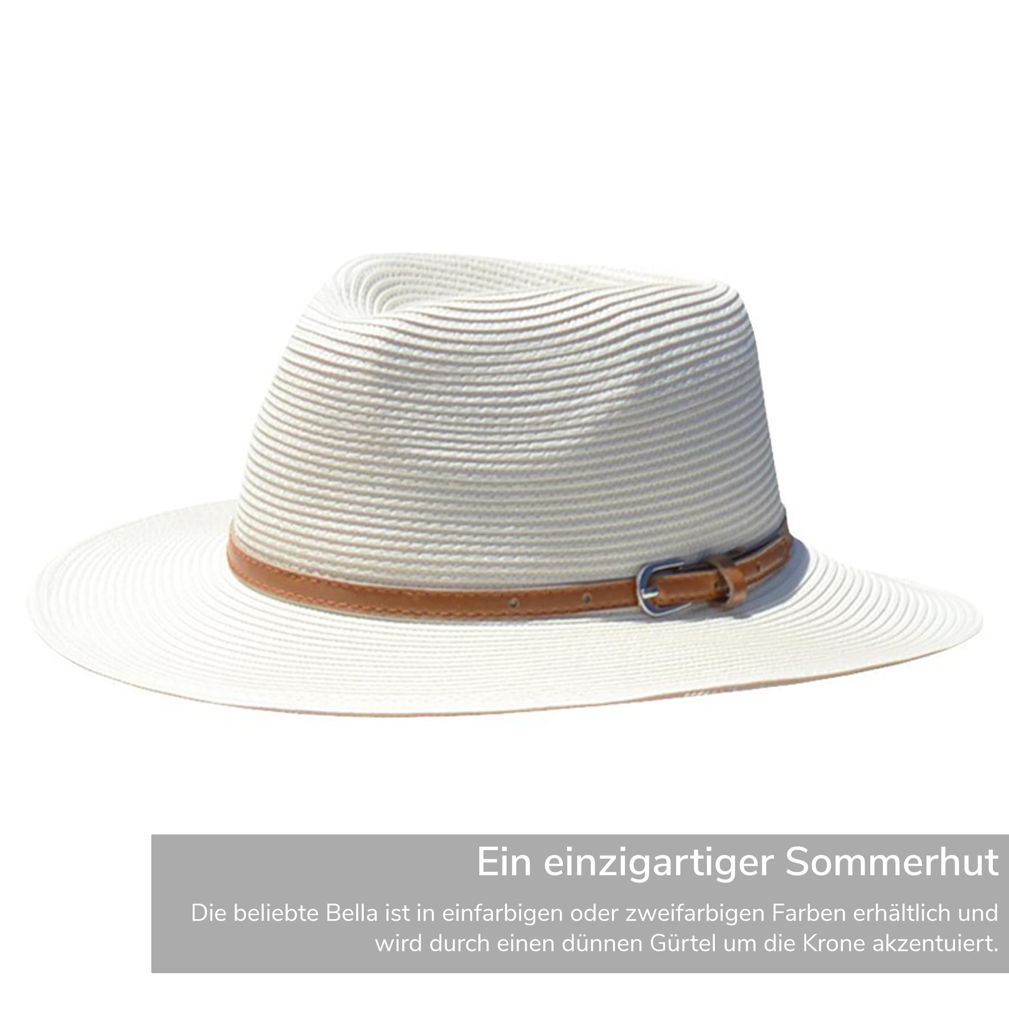 Bella Fedora - Faltbarer Sonnenhut mit breiter Krempe für Damen - Sommerhut mit Kordelzug und schmalem Gürtel