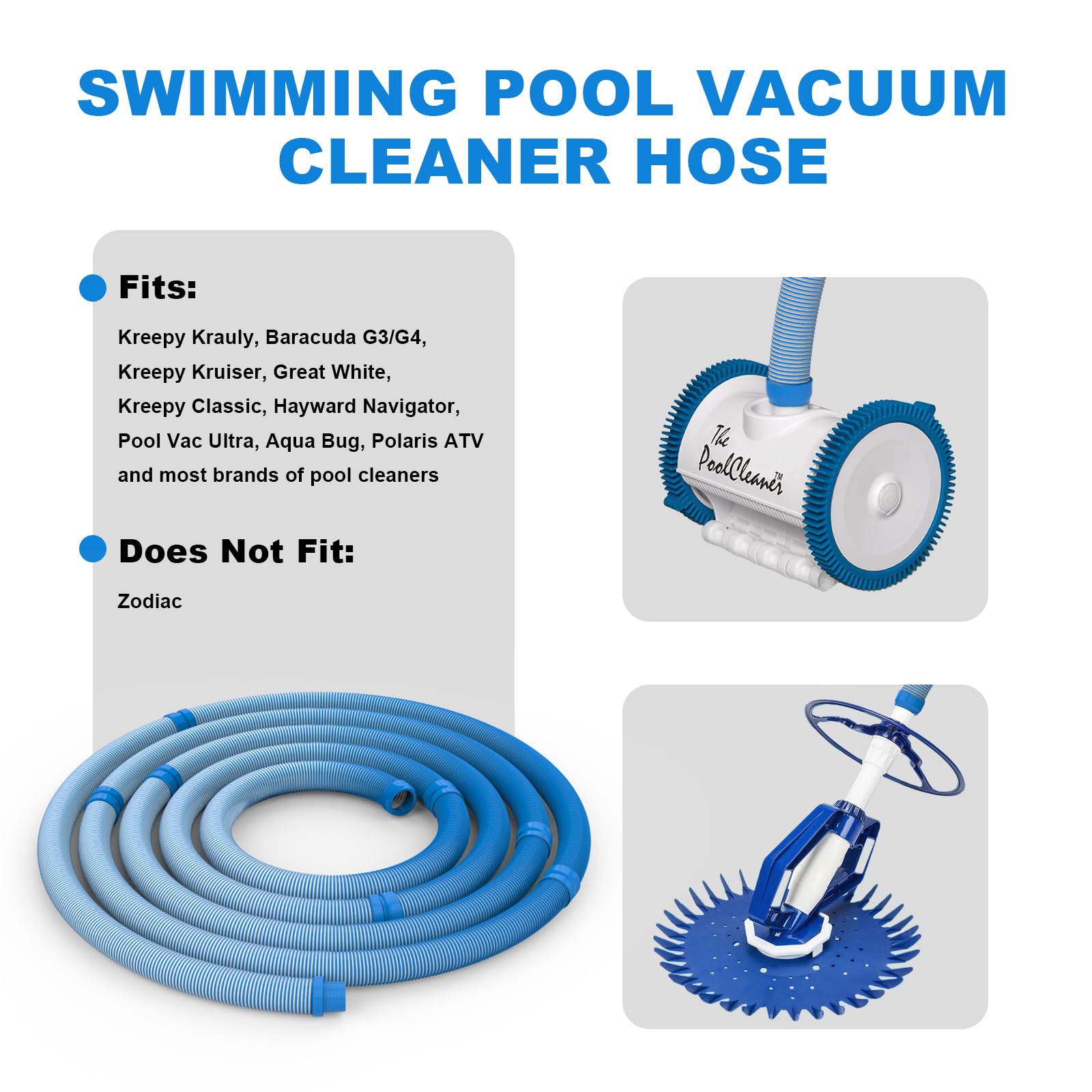 Poolvio Manguera de vacío/manguera de repuesto para piscina, 3,8 cm, 8 mangueras para piscina, spa