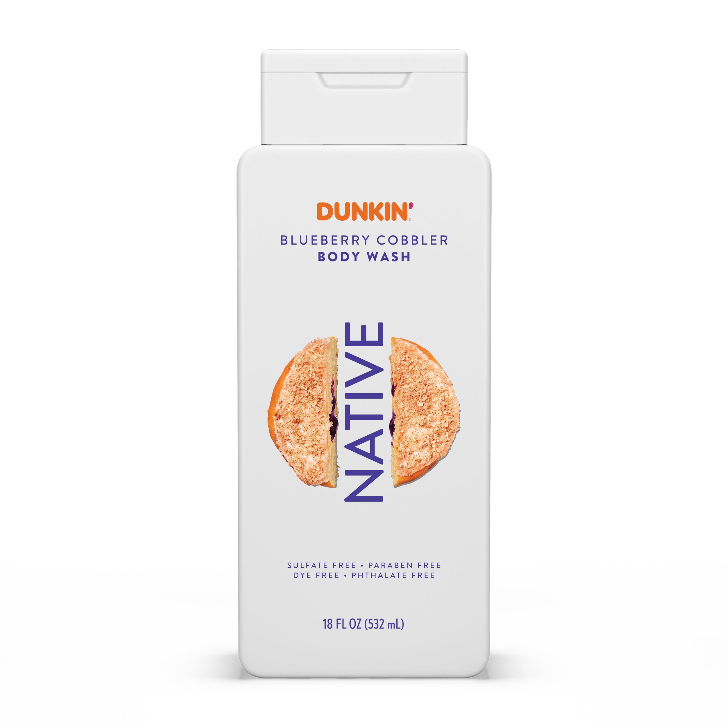 Native Body Wash, Dunkin Blueberry Cobbler, Contains Naturally Derived Ingredients | For Women & Men, Sulfate, Paraben, & Dye Free Leaving Skin Soft