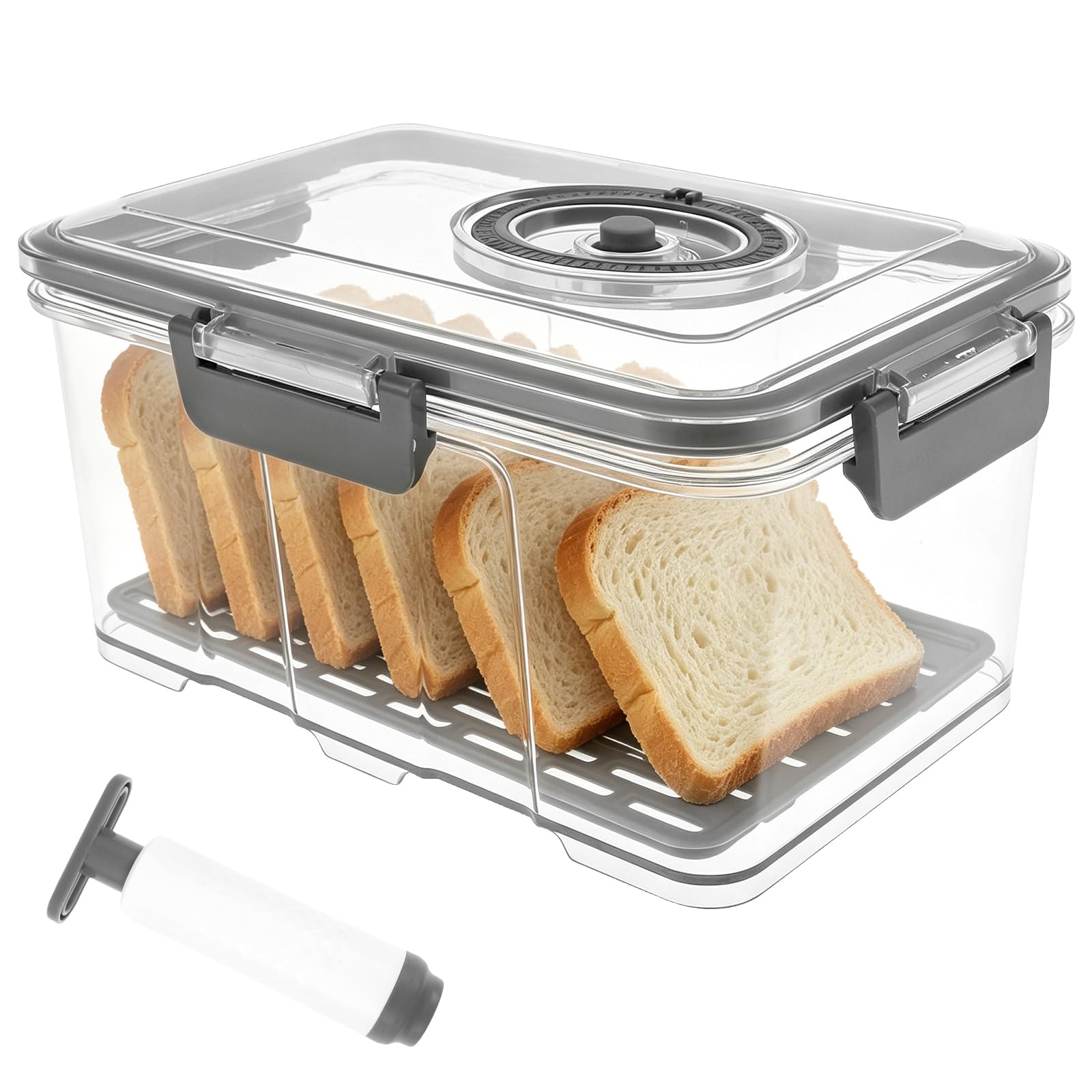 HZUIZXYO Bread Bin Airtight Bread Bins for Kitchen Counter, BPA Free Bread Box Enduring Bread Storage Easy to Clean Time Recording Bread Storage with Lid Bread Bins Container for Homemade Toast