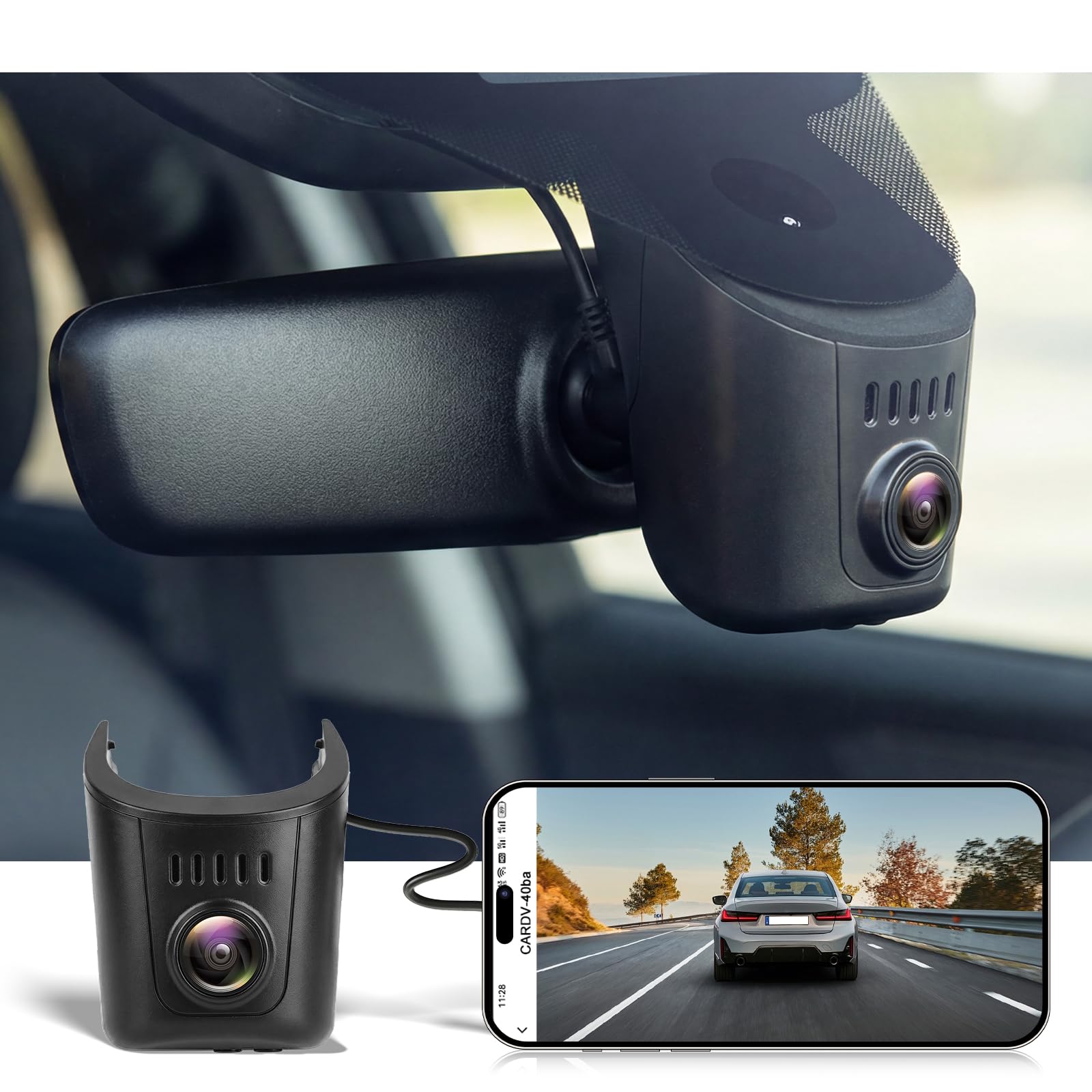 4K Dashcam Voiture pour Audi A4, A6, Allroad, A3, A5, Q5, S4, S6, Q7, A8, S8, TT, A7, S5, Q3, S3, S7, RS3, RS5, RS6, e-tron 2019-2026(Modèle A), Style OEM, Capteur G,WiFi, Caméra Embarqué 2160P
