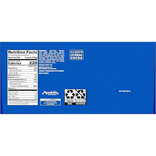 Miniatura 16 de OREO - Galletas de sándwich de chocolate, 30 paquetes de snack de 1.59 oz