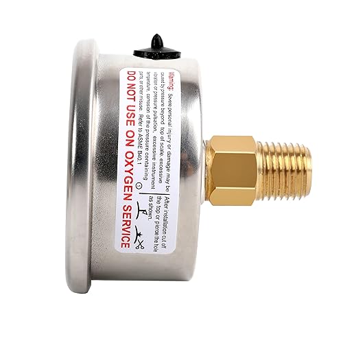 Miniatura 5 de UHARBOUR Medidor de presión relleno de glicerina con caja de acero inoxidable 304, esfera negra de 1-12 pulgadas, 0-100 Psi, alta precisión, montaje