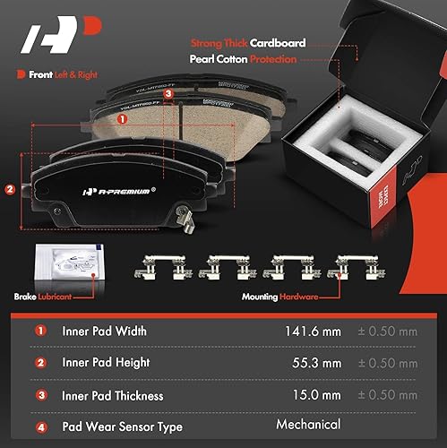 Miniatura 3 de A-Premium Kit de rotores de freno de disco ventilados delanteros de 11.01 pulgadas (11.016 in) + pastillas de cerámica compatibles con modelos