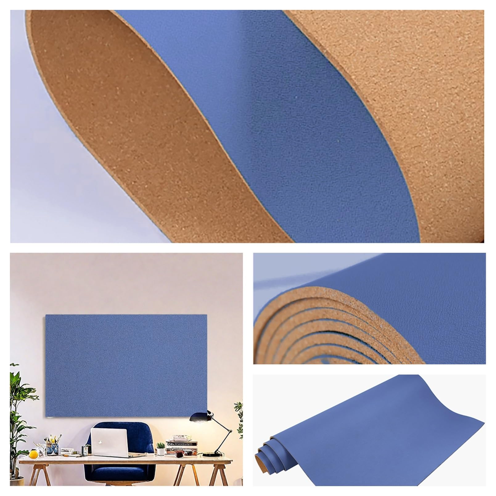 Rouleau de liège non adhésif pour tableau d'affichage - 1 bande de tapis en liège bleu de 7,6 cm d'épaisseur (0,7 m x 2,5 m) - Fournitures de bricolage idéales pour le bureau, la maison et l'école