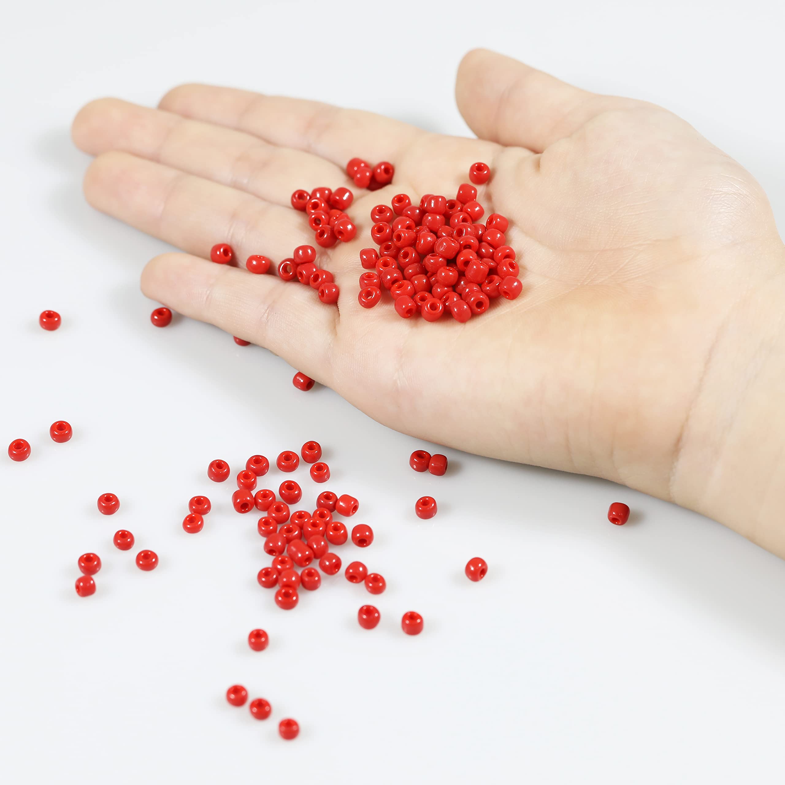 4mm Red Seed Beads About 1600pcs/110Grams,6/0 Glass Craft for Making Earrings Waist Jewelry, DIY Handmade Seed Beads (Red) - Image 4