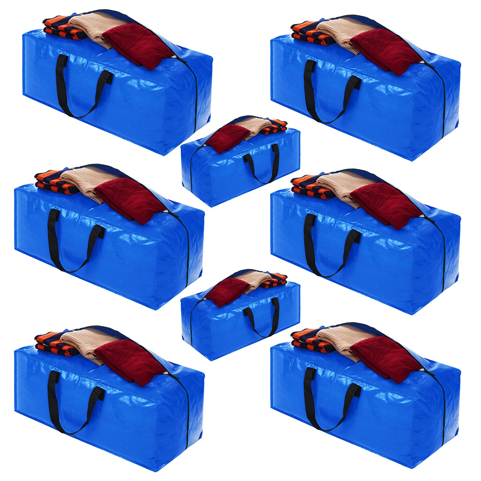 Homestorage 8 Packs Extra Large Moving Bags with Backpack Handles Zipper for College Dorm Essentials, Bedroom Closet, Moving Supplies, Compatible with IKEA Frakta Cart