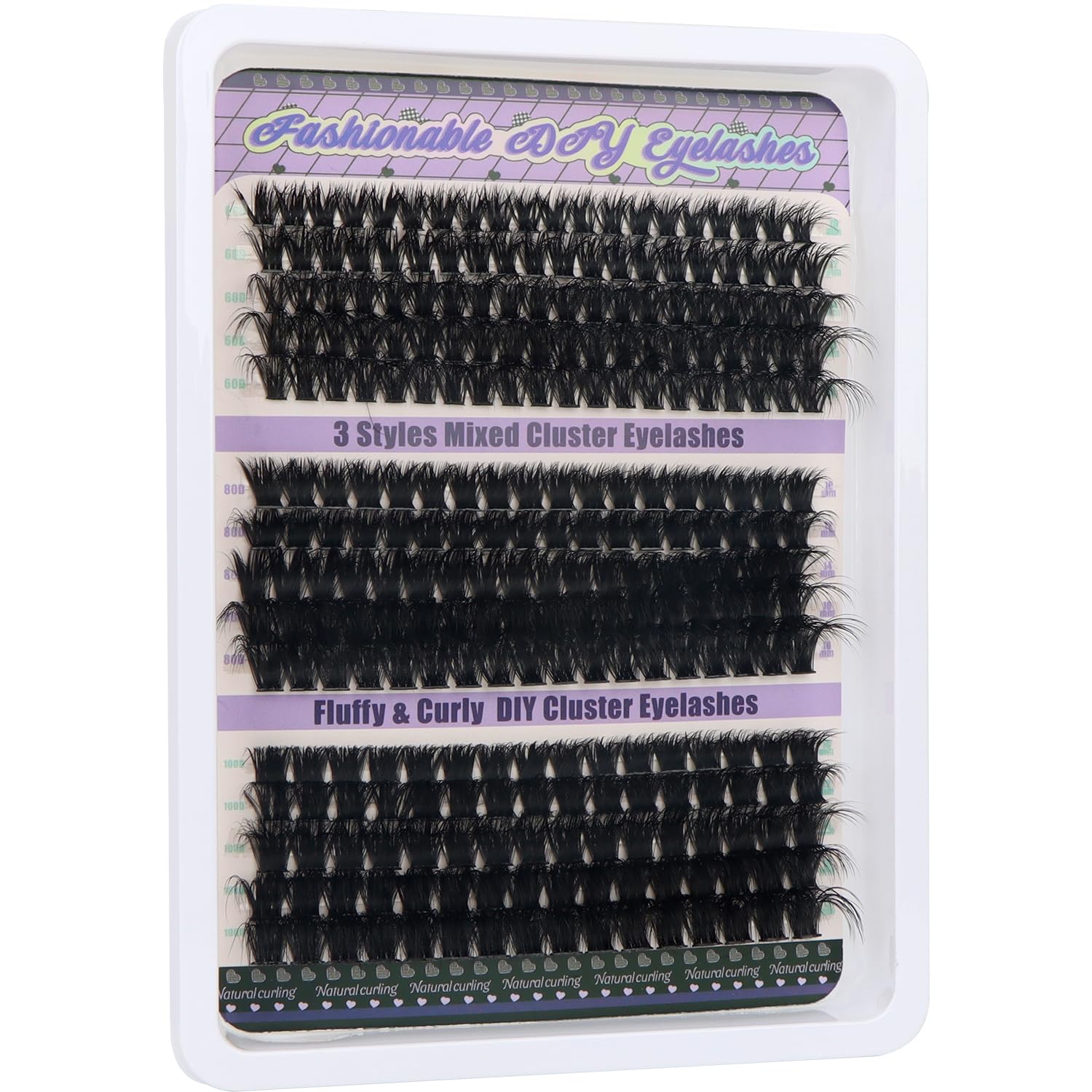 OWill 270 Pezzi Ciglia Finte Ciuffetti Extension Ciglia D Curl 10-18mm 60+80+100D Ciglia Finte Naturali Kit Extension Ciglia Fai da Te per Principianti
