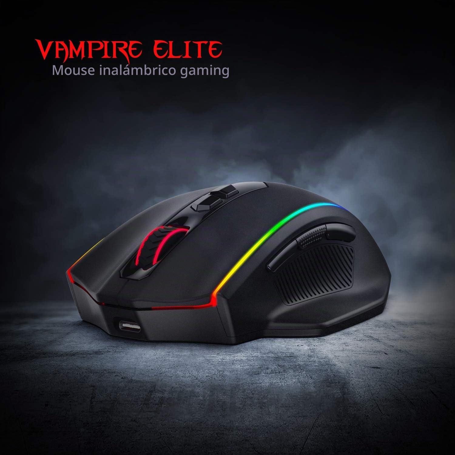 Redragon M686 Ratón inalámbrico para juegos, mouse para juegos con cable / inalámbrico de 16000 DPI con sensor profesional, capacidad de 45 horas, macro personalizable y retroiluminación RGB
