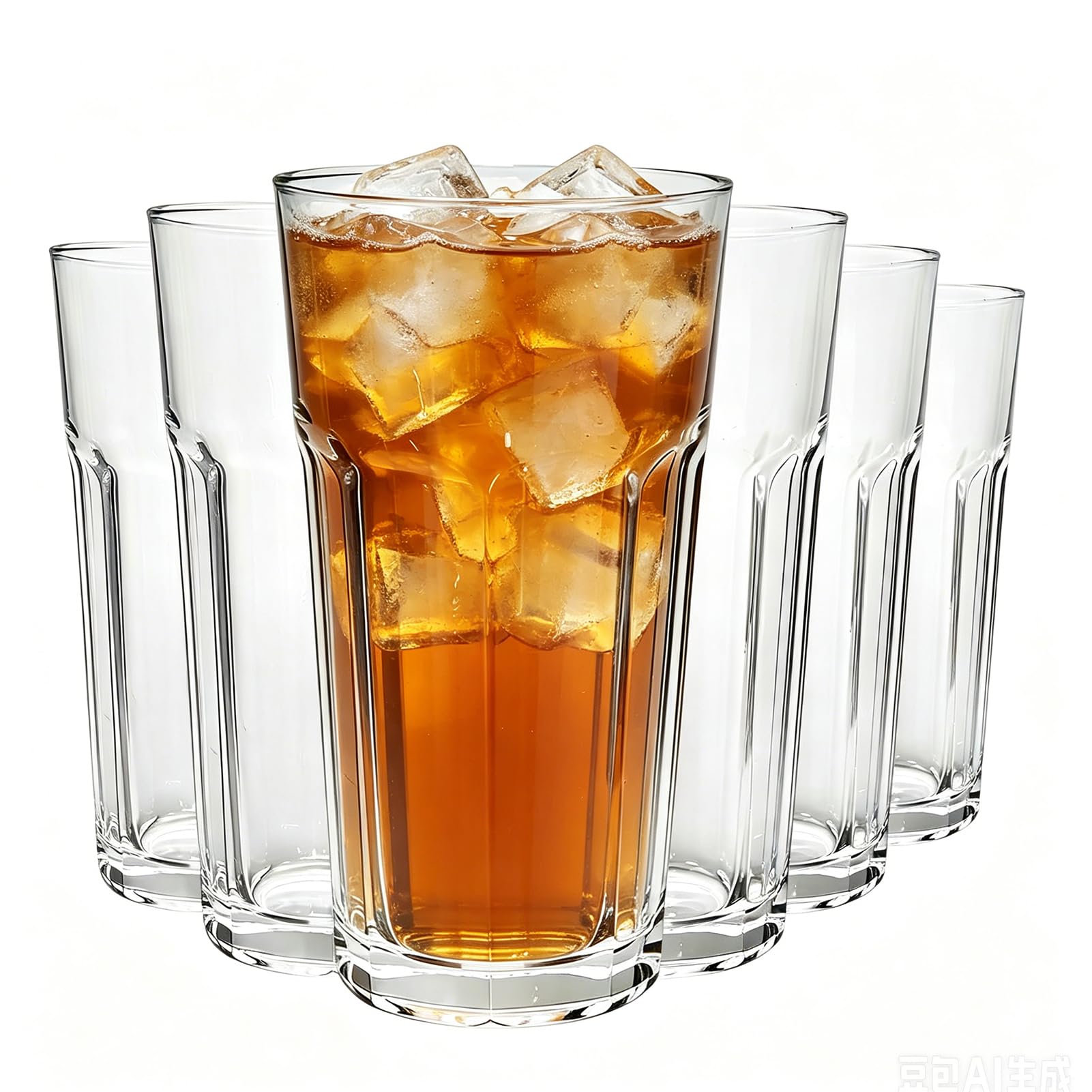 Riville Set of 6 Drinking Glasses, 480ml Tumbler Water Glass Cups for Everyday Use, Lead-Free Champagne Glasses Elegant Drinkware for Celebration and Party