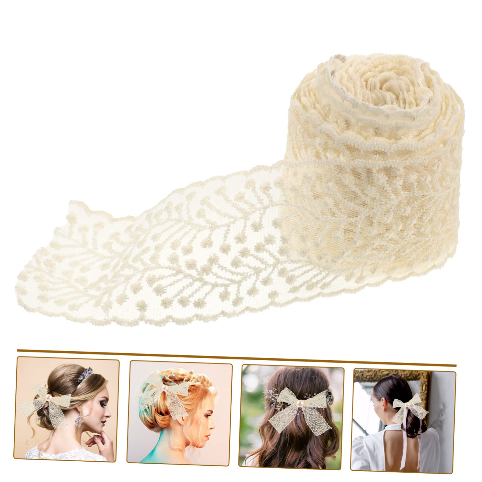 SHINEOFI 4rollos Encaje Bordado Cinta De Encaje Para Manualidades Materiales Para Accesorios De Cabello Metros De Ribete Decorativo Para Diademas y Ropa