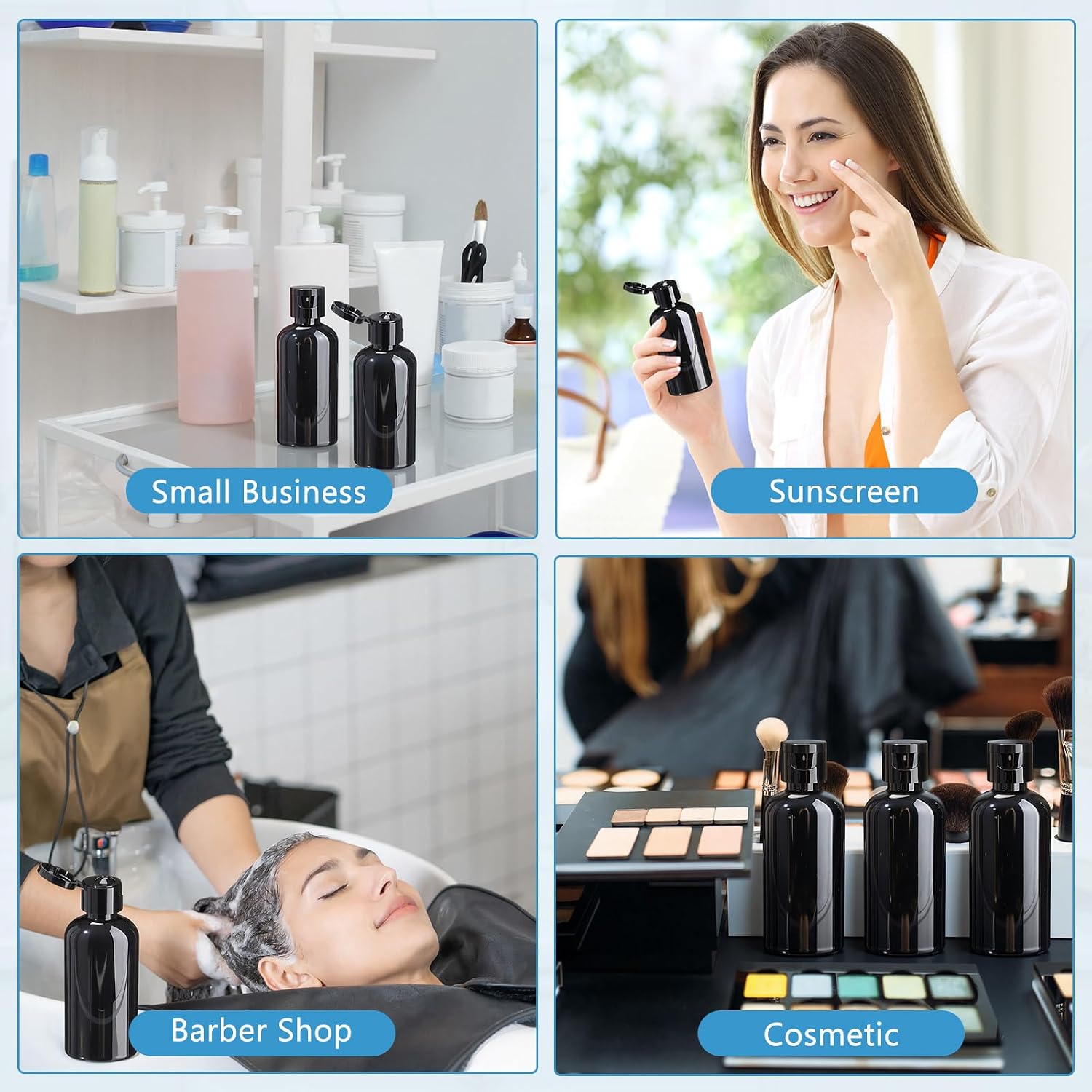 Domensi 36 Pcs Black Travel Bottles with Flip Cap Plastic Travel Toiletries Bottles Portable Leak Proof Squeeze Container Refillable Empty Cosmetic Container for Liquid Shampoo Lotions (2 oz,Black)