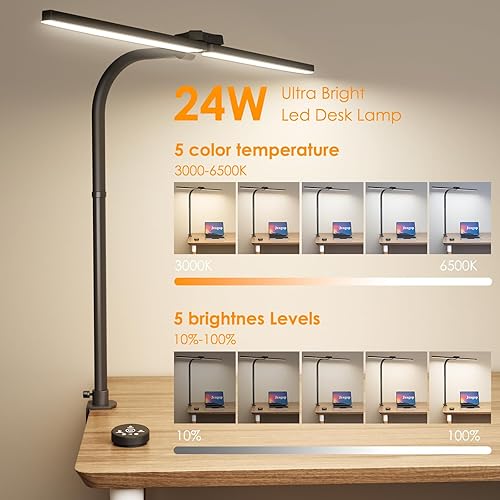 Miniatura 6 de Lámpara de escritorio LED, lámparas de escritorio con control remoto para oficina en casa con iluminación de ambiente RGB, luz de escritorio ultra