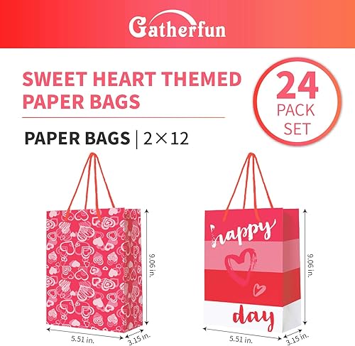 Miniatura 3 de Gatherfun Hot Heart Love - Bolsas de regalo de papel kraft con asas para el día de San Valentín, bodas, compromisos, aniversarios, despedidas de