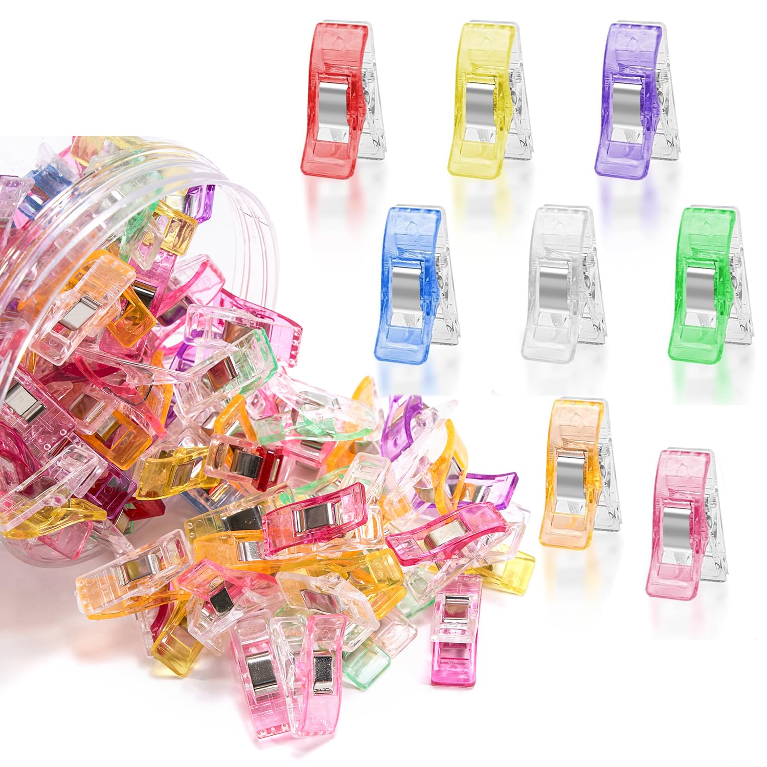 Mollette in Tessuto 100 Pezzi Clip da Cucito in Plastica con Marcature di Misurazione per Trapuntare