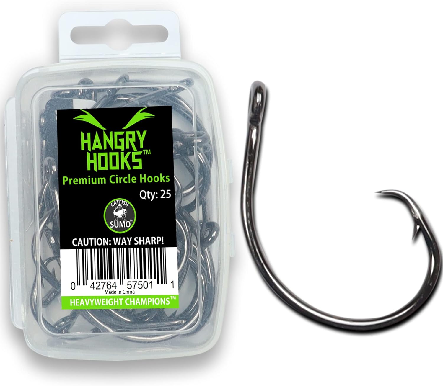 Hangry Catfish Hooks - Straight Shank Circle Hooks for Big Catfish