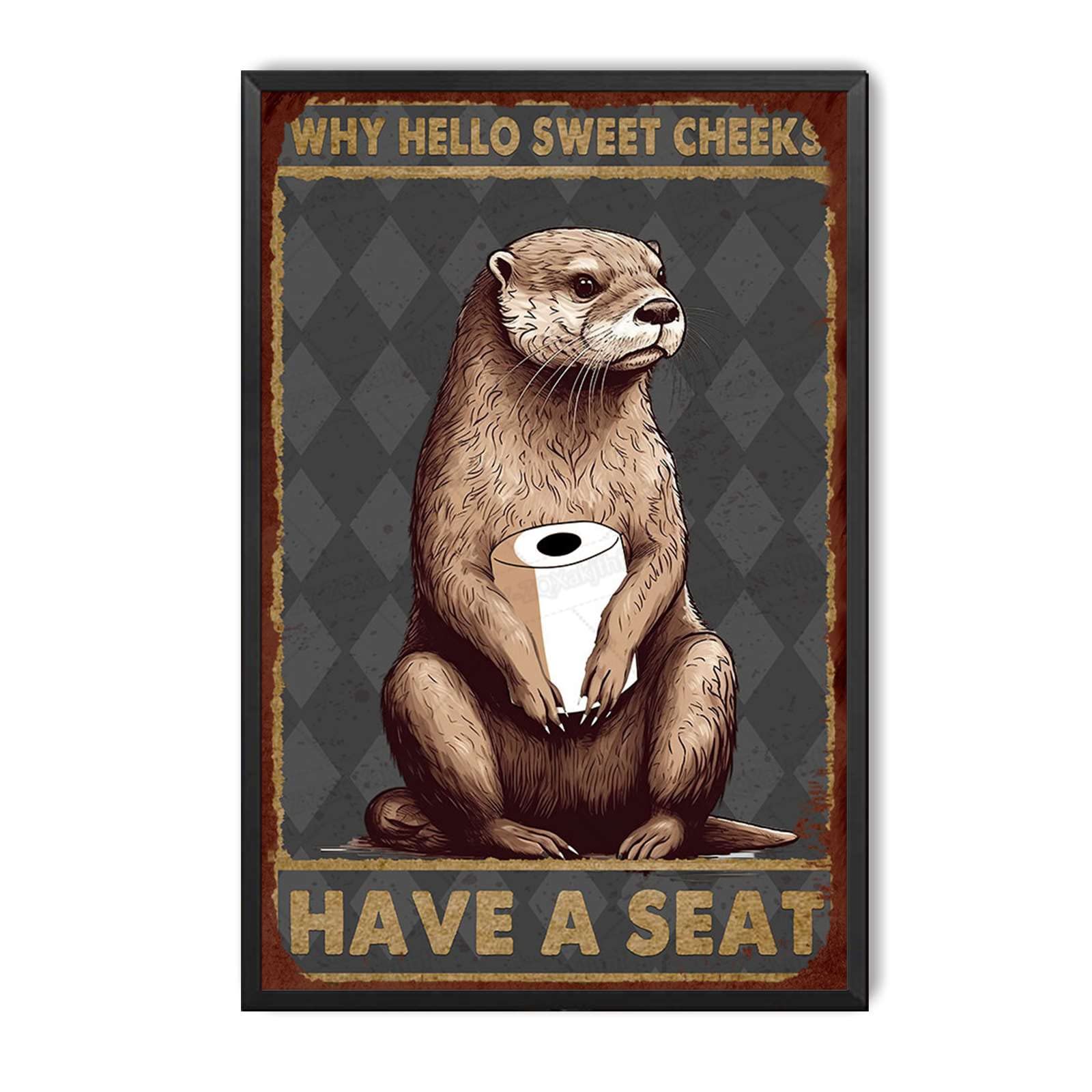 peiyeety Metal Tin Sign Otter Bathroom Inspired Vintage Decorative Wall Plaque, Funny Quote Poster For Home Bedroom Living Room Bar Cafe Farmhouse Indoor Outdoor Wall Decoration, 6x8 Inch