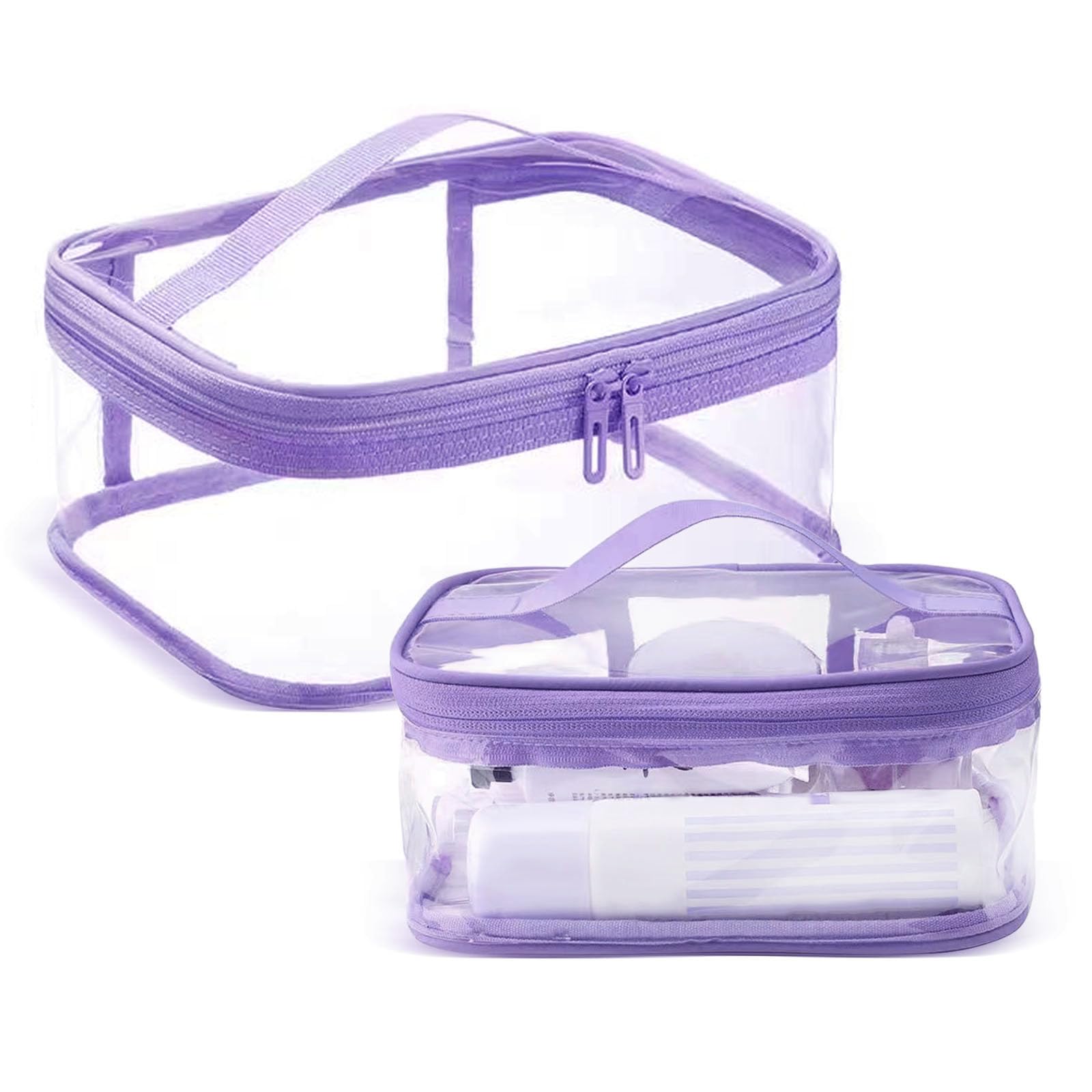 clear toiletry bag, 2 pcs makeup bag with handle zipper waterproof