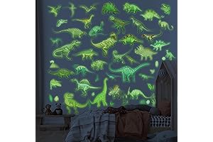 4 Sheets Glow in The Dark Dinosaur Wall Decals