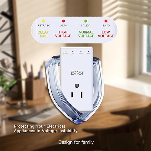 Miniatura 5 de BXST Protector contra sobretensiones 5-15 (120V) para refrigerador de una toma de corriente, protector contra sobretensiones electrónico de alto y