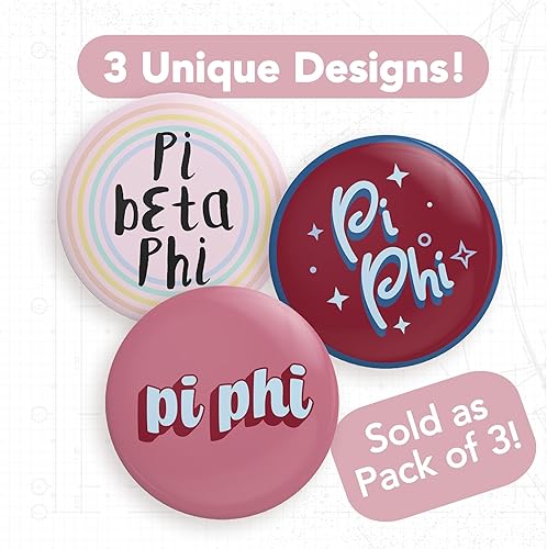 Vista 3 de Desert Cactus Pi Beta Phi Buttons Pin Sorority 3 Pieces of Variety Back Badge 2.25-inch