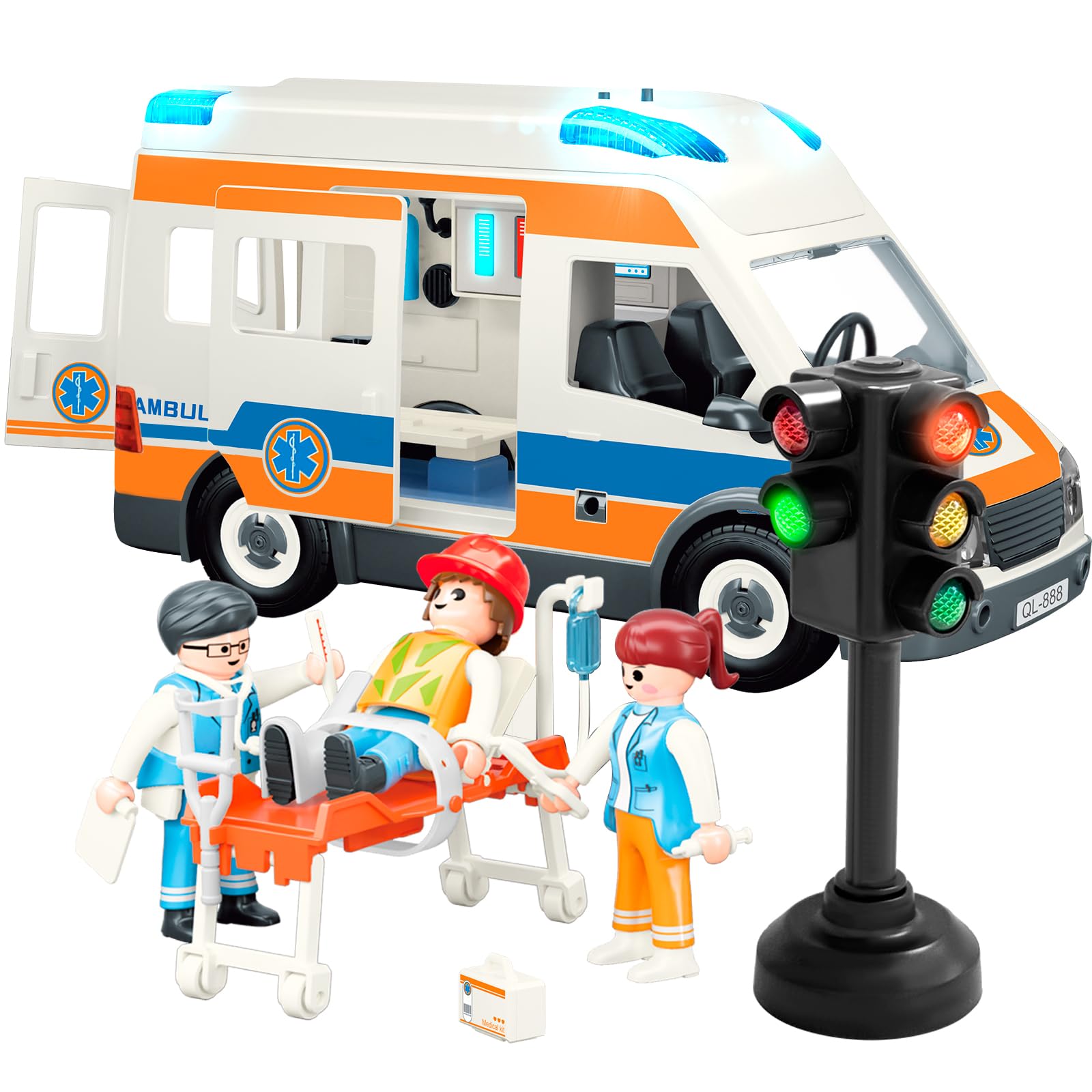 Ambulance Toy Truck for Kids 3-8, Large Toy Cars with Lights & Sounds