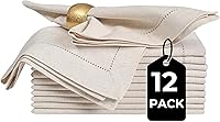 Vista 16 de Bedding Craft Juego de 12 servilletas de cena de tela de lino de linaza y algodón - 18x18 pulgadas, naturales con dobladillo, de tela reutilizable