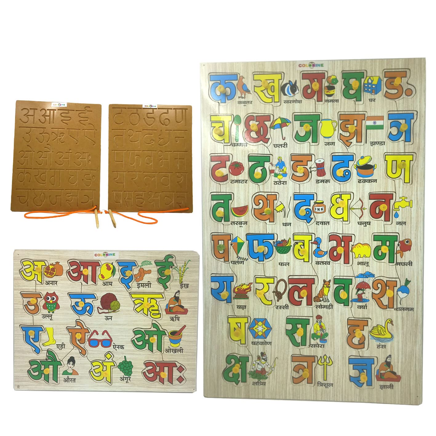 Buy COLOBINE Wooden Hindi Alphabets Tray Hindi Consonants & Vowels
