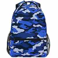 Amazon.com: ZZKKO Camo Camouflage Blue School Backpacks Book