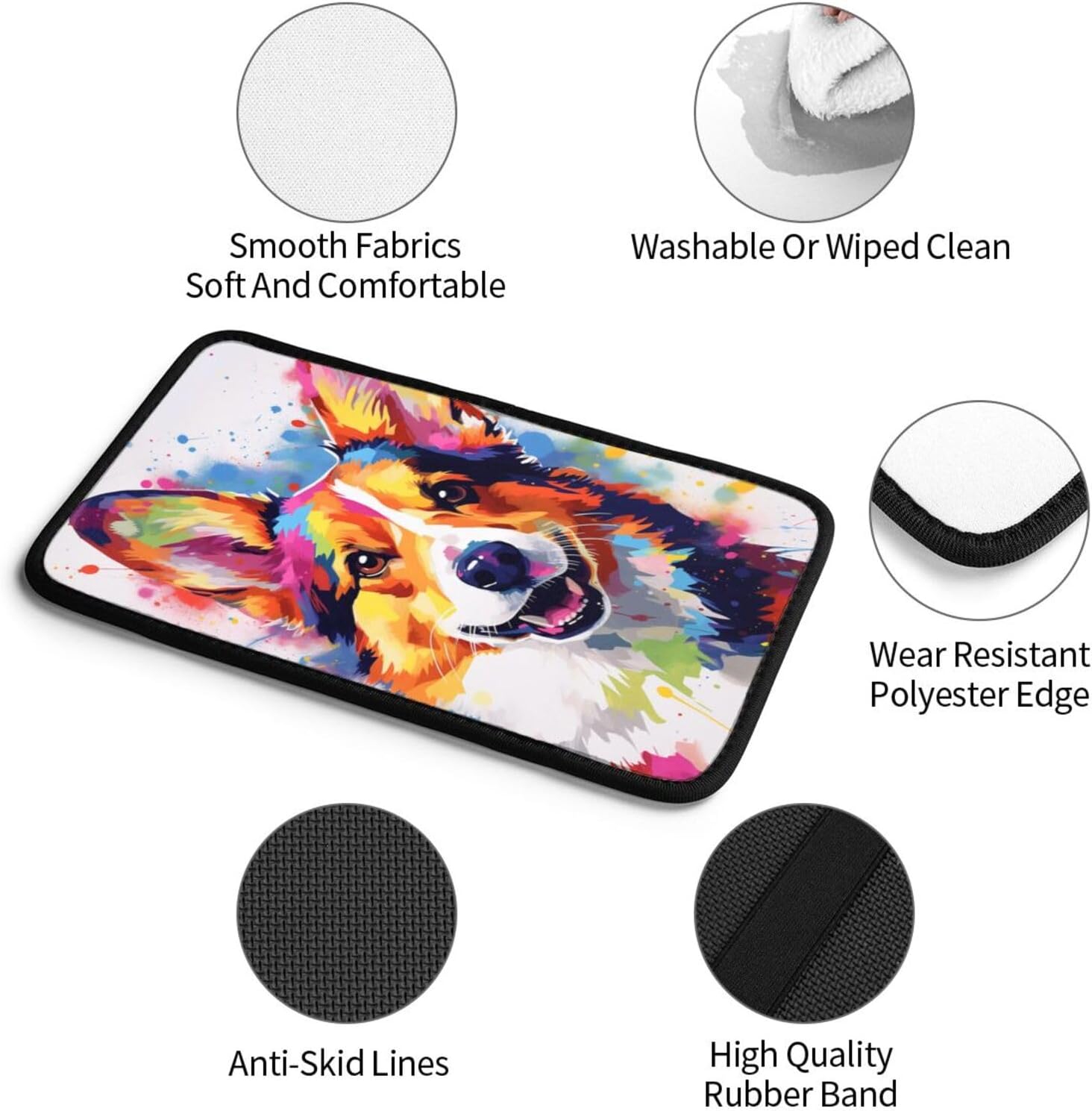 Universal Car Center Console Cushion Pad, Colorful Cute Corgi Dog Soft Waterproof Car Center Console Cover Auto Armrest Seat Box Cover Protector for Most Vehicle SUV Truck Car image 5