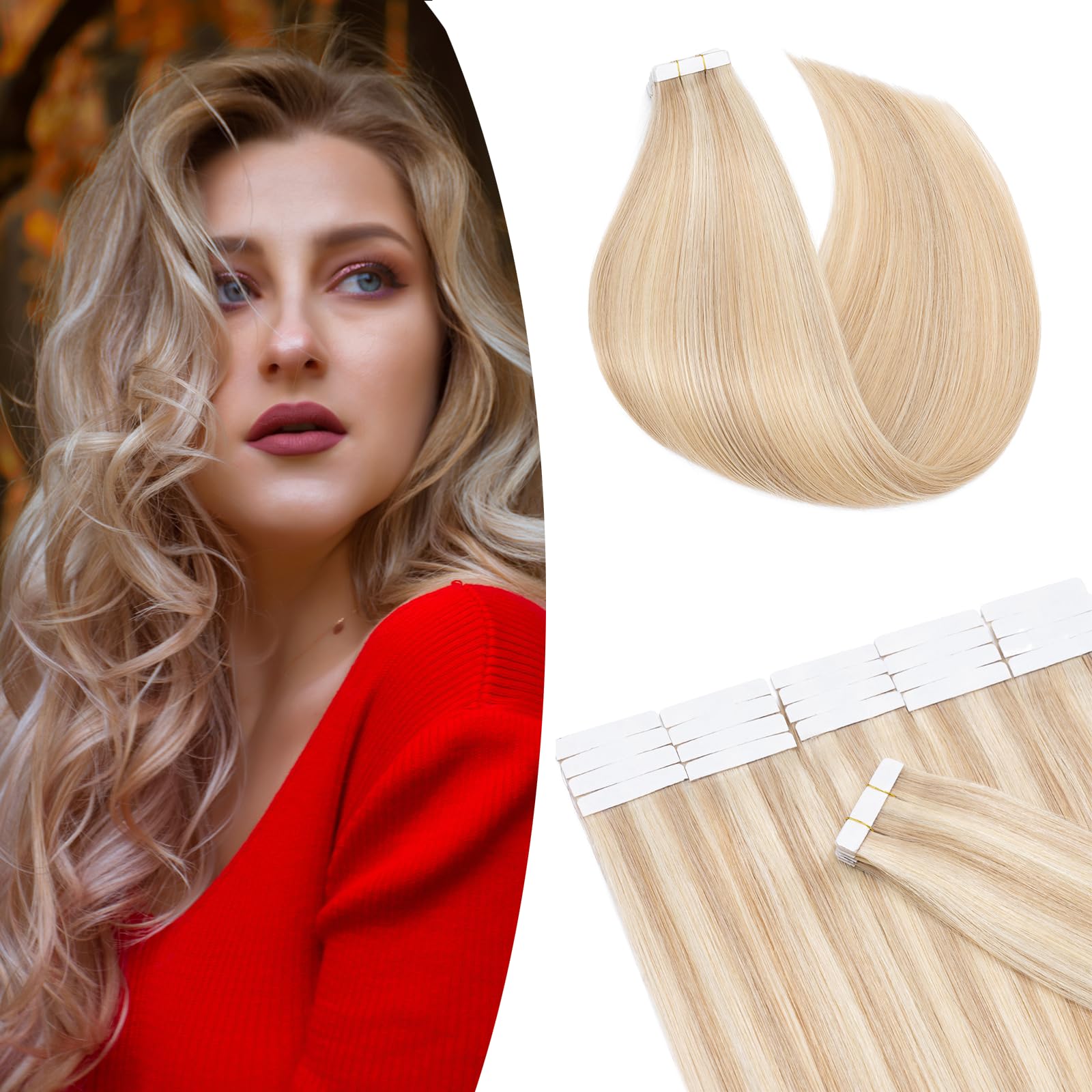 12"(30cm) SEGO 10PCS Extensiones Adhesivas Naturales Pelo Humano sin Clip [#4/27 Castaño Chocolate/Rubio Oscuro] Cabello 100% Remy Liso Balayage Tape in Human Hair (20g) — view 27