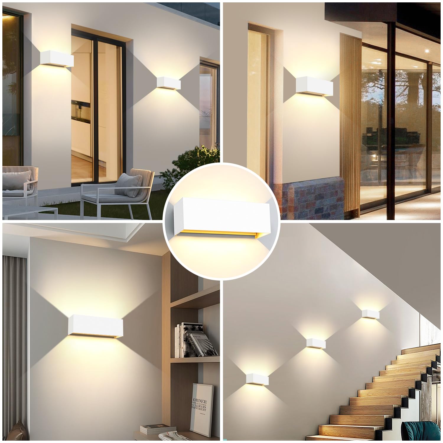 Kingwen 30W LED Lámpara de Pared Exterior Interior 0-120°El ángulo es ajustable Pared Exterior Blanco cálido 3000K Aplique Impermeable ip65 Lámpara 3000LM