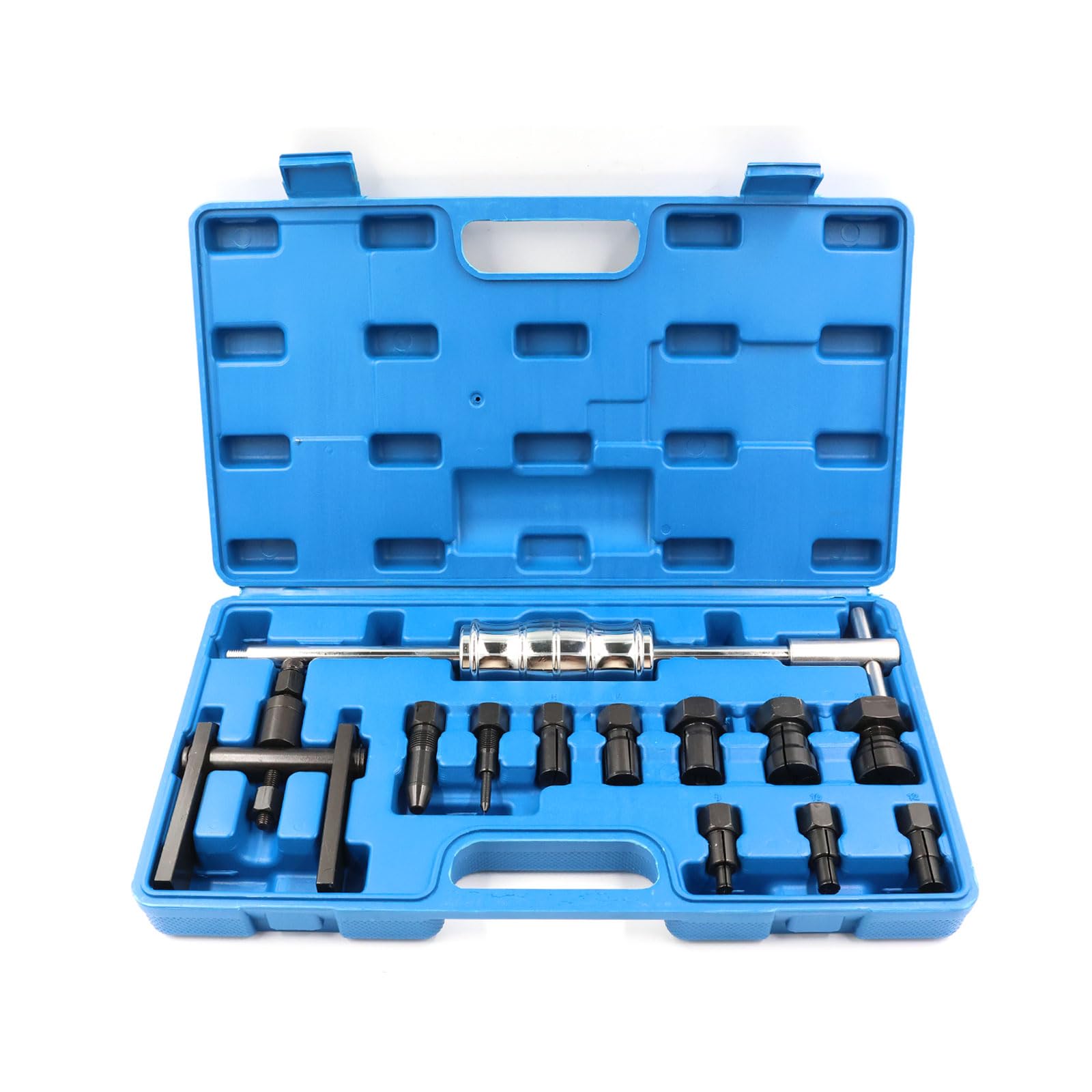 12 piezas extractor de rodamiento interior de bicicleta, 8-32 mm, con extractor de dos brazos, pinzas de sujeción y martillo deslizante, agujero ciego, extractor de rodamientos, juego de