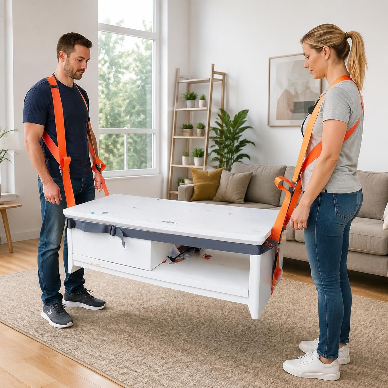 Correas móviles, correas de elevación y movimiento para 2 personas, correas de elevación, correas de movimiento de hombro, correas de elevación para macetas de jardín, muebles, electrodomésticos,