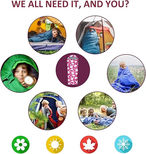 Miniatura 4 de Sacos de dormir para niños - Sacos de dormir para acampar con bolsa de transporte - Saco de dormir compacto para senderismo, mochilero para 3