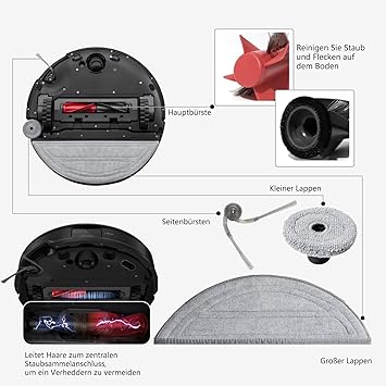 ZHEHNSA 23 piezas para roborock Saros 10 accesorios, para Roborock Saros 10 robot aspirador, piezas de repuesto con 2 cepillos de rodillos, 2 filtros, 4 almohadillas de limpieza, 3 limpiaparabrisas3
