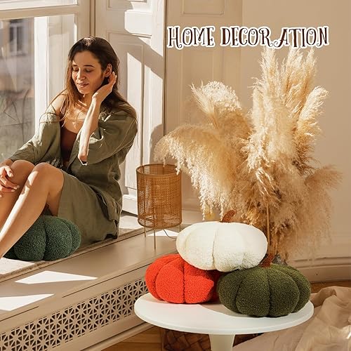 Miniatura 6 de 2 almohadas de calabaza de 11.8 x 6 pulgadas, almohada de calabaza de Acción de Gracias, almohada de calabaza de Halloween, almohada decorativa con