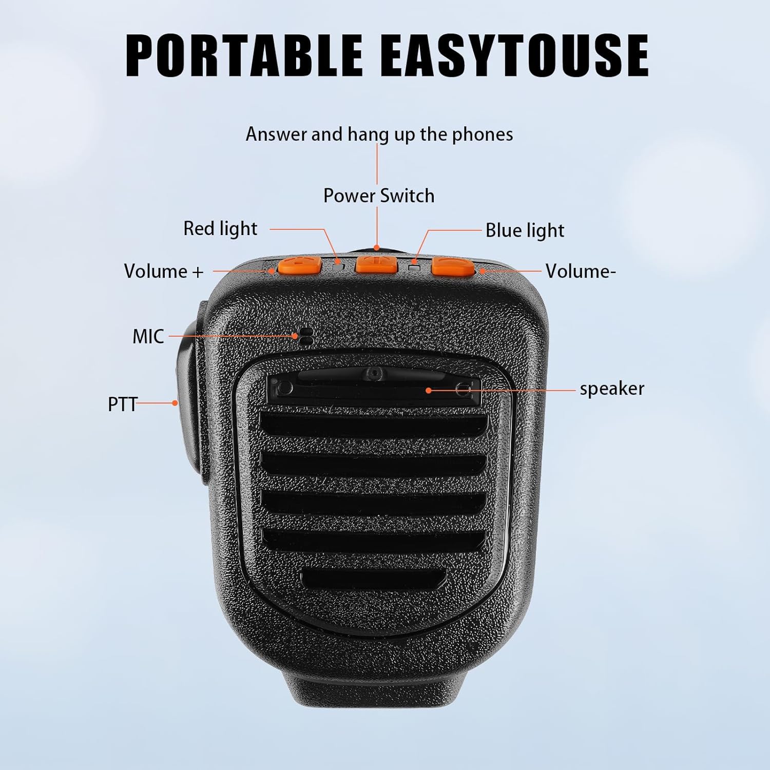 Wireless PTT Microphone iOS Version Bluetooth for Zello ptt Button Mic Speaker for iOS and Android Phone(Mic with Listen Only Earpiece)