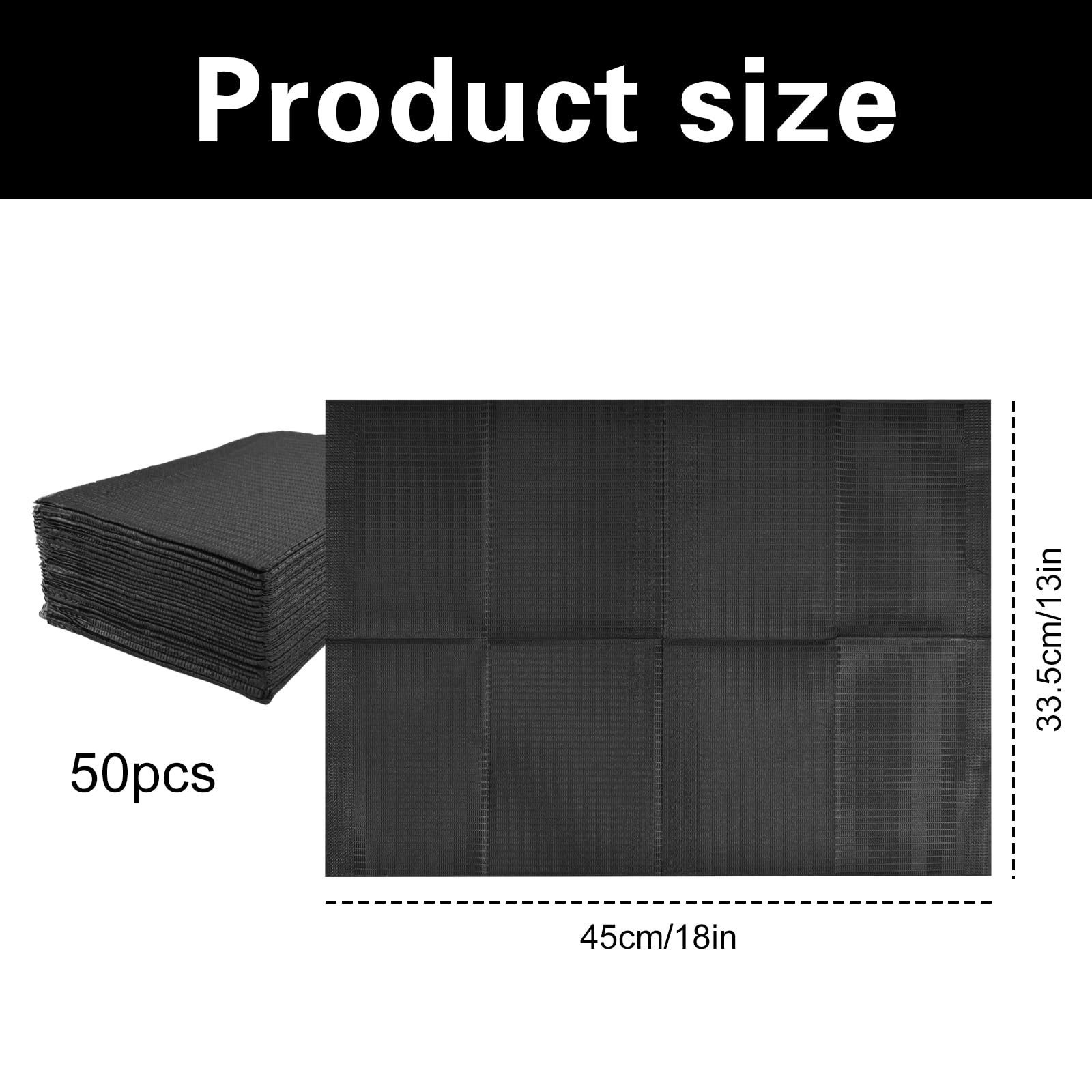 Newtic 50 baberos dentales negros, 3 capas, desechables, impermeables, baberos de tatuaje, cubierta de tatuaje, tabla de tatuaje, almohadilla limpia, bandeja, cubiertas, accesorios para tatuajes,