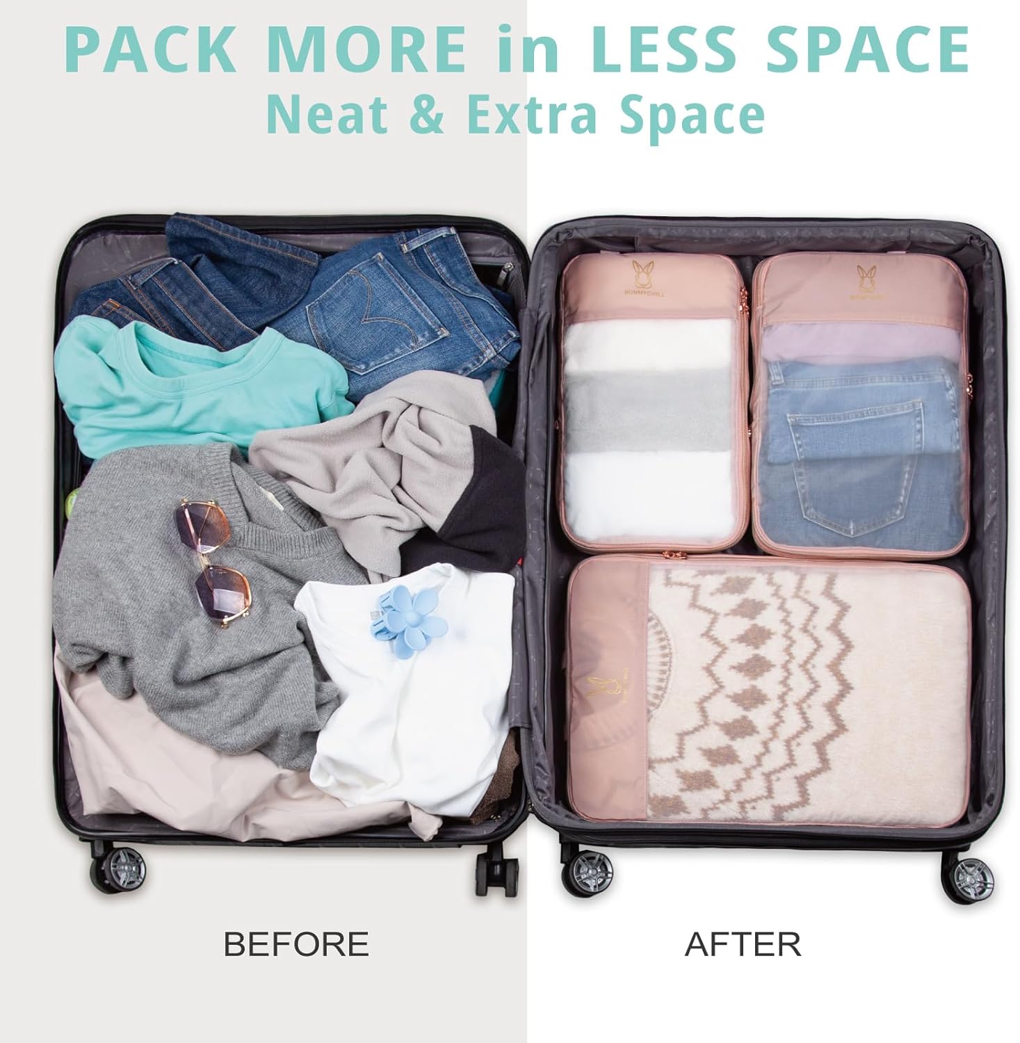 See Through Expandable Compression Packing Cubes, Mesh Travel Packing Cubes for Suitcases, Lightweight Organizers Bag Set for Travel Essentials for Luggage - Image 6