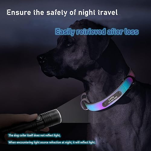 Miniatura 5 de Collares de perro personalizados, collar de cuero reflectante para perro, placa de identificación grabada, tamaños ajustables para perros pequeños,