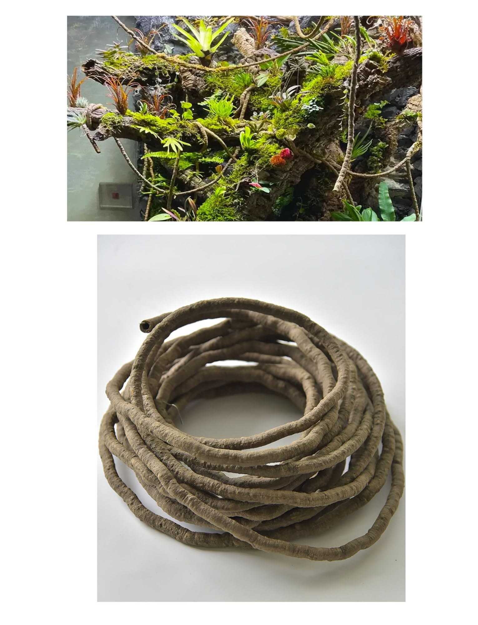 Copricavo esterno flessibile effetto liana e corteccia | Guaina effetto corteccia per protezione cavi e decorazione giardino(2x500cm)