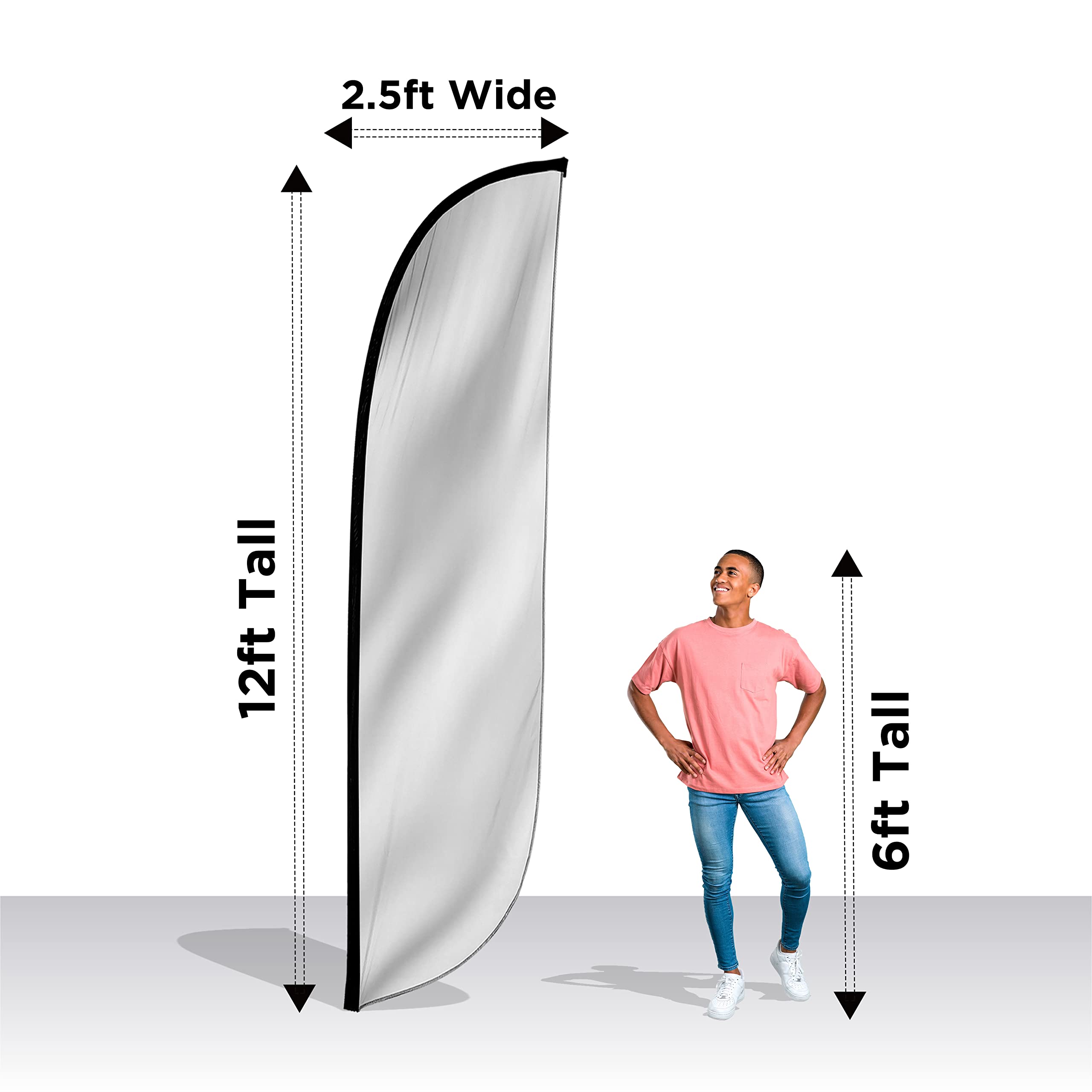 LookOurWay Feather Flag, 12 ft Advertising Flag for Business and Events Promotion Solid Colored (White),10M1200068 - Image 3