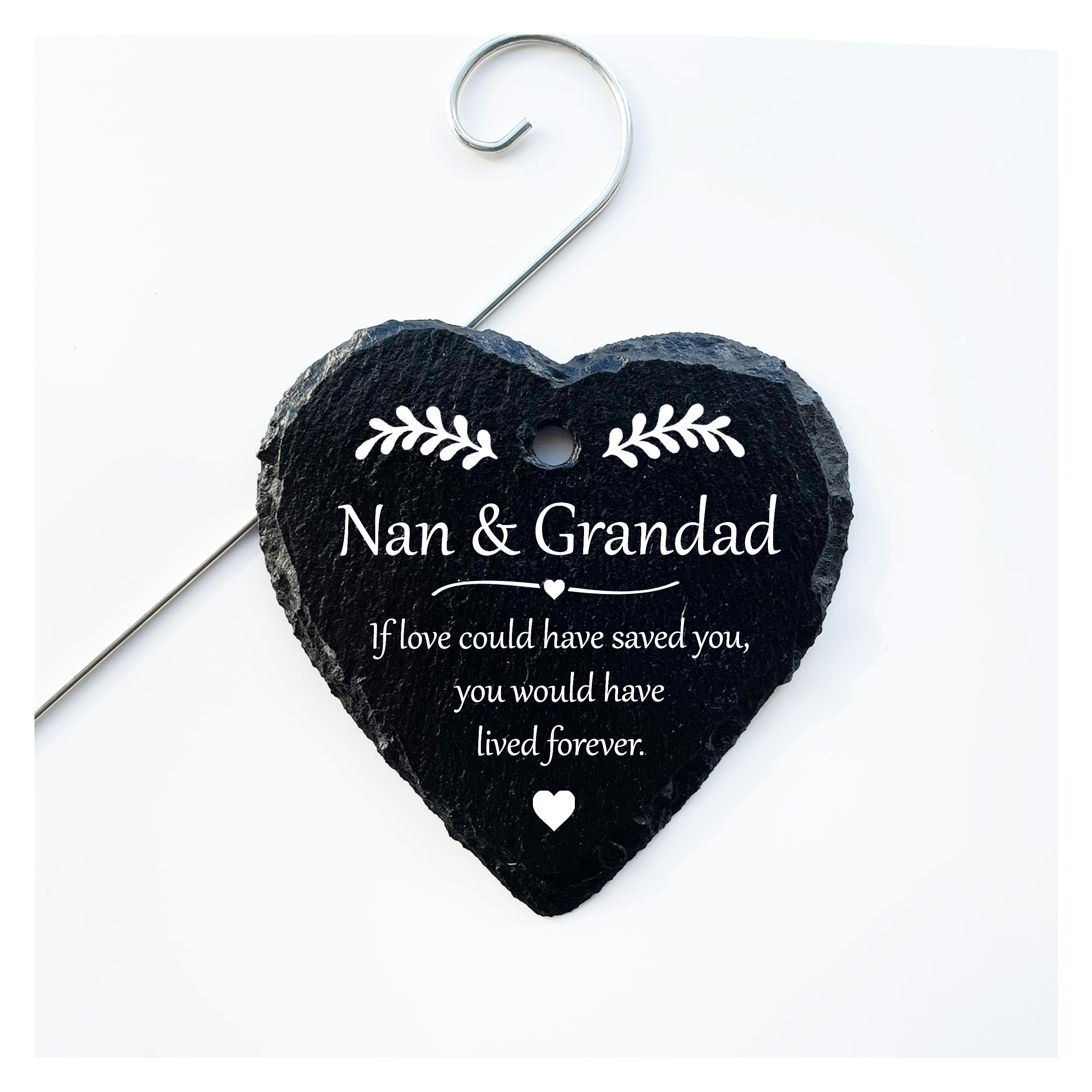 Slate Heart Grave Marker Memorial For Mum Dad Grandad Nan - If Love Could Have Saved You, You Would Have Lived Forever (Nan & Grandad)